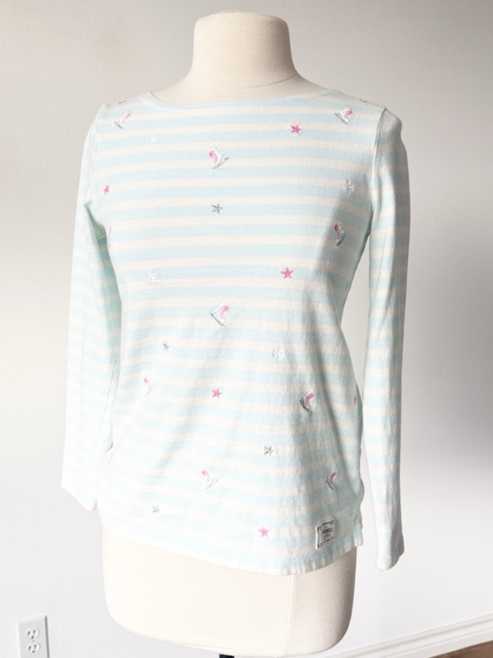 Talbots Light Blue Striped Long-Sleeve Top